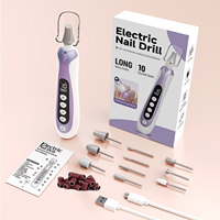 Kit de manucure et pédicure professionnel portable à faible bruit avec écran LED, perceuse à ongles électrique sans fil à 10 vitesses réglables