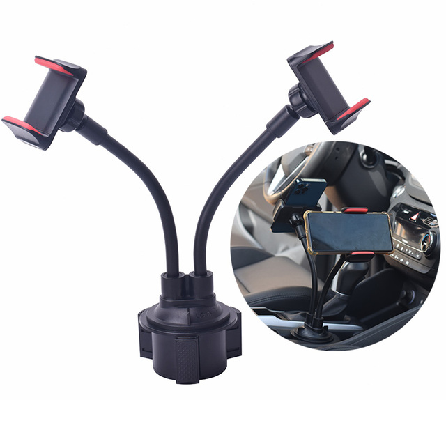 Long Goose Neck Adjustable 360 Rotating Extendable Arm ABS Black Car Cup Phone Holder Mobile Mount Stand for for 4-6.5