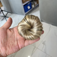 Moño de pelo de moño rizado para mujeres y niñas con bandas de goma, anillo de cabello humano envuelto en coletas de moño desordenadas