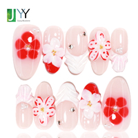 Kit de faux ongles 3D faits main avec fleurs, à presser, avec Apex Wholesale, couverture complète en gel, personnalisables, réutilisables, en acrylique, avec logo