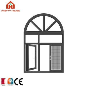 French Style Double Glazed Casement Flush Window Aluminum Windows