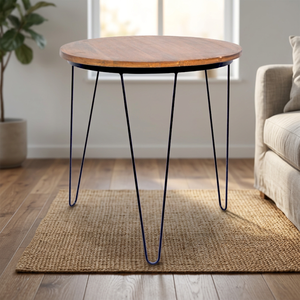 Mesa de Centro Redonda de Madera Sheeraz International con Estructura Metálica, Mesa Auxiliar Única para el Hogar, para Sala de Estar y Dormitorio - Product Image 1
