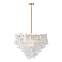 Décoration intérieure, luminaire suspendu en verre de Murano artisanal, moderne et luxueux, doré, pour restaurant, villa, salon, hall d'hôtel