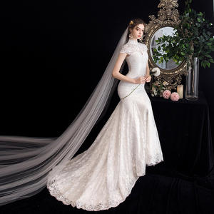 שרוול לטאטא רכבת תחרה Applique שרוכים בת ים חתונת שמלת כלה שמלת כלה שמלה מזדמן שמלות נשים קיץ כדור שמלת - Product Image 6