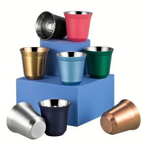 Tazas de Espresso Mini Reutilizables de Doble Pared Aisladas, Taza de Acero Inoxidable para Café, Coloridas, con Logotipo Personalizado - Product Image 2