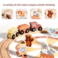 Ensemble de train de cirque en bois écologique avec figurines d'animaux et maître de cérémonie pour enfants - Jouet éducatif Montessori pour les tout-petits de 3 ans et plus