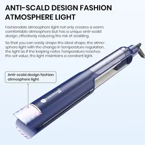 Plancha de pelo infrarroja de panel ancho, ajuste de temperatura de cinco engranajes, plancha de pelo plana de vapor de turmalina de cerámica