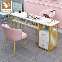 Table de manucure sur mesure élégante - MDF et plateau en marbre avec aspirateur intégré, mobilier de salon de couleur personnalisée