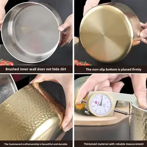 Bol à mélanger élégant martelé et texturé en or 304SS Cadeau parfait pour les boulangers et les chefs à domicile Ustensiles de cuisine - Product Image 6