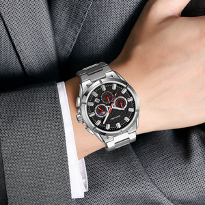 Skmei 9355 montre de luxe pour hommes bracelet en acier inoxydable 3ATM étanche mouvement à Quartz cadran en verre pour la mode affaires vente en gros - Product Image 3