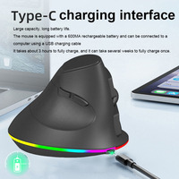 Ratón Ergonómico Vertical Inalámbrico Recargable, Bluetooth 2.4G, Modo Dual, Óptico, RGB Colorido, para Juegos, Oficina y Computadora