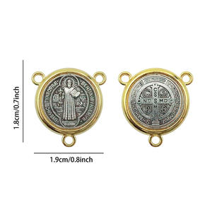 Conector de Medalla de <span class=keywords><strong>San</strong></span> <span class=keywords><strong>Benito</strong></span> Chapado en Oro y Plata de Dos Tonos, Amuleto Católico de <span class=keywords><strong>San</strong></span> <span class=keywords><strong>Benito</strong></span> - Product Image 2