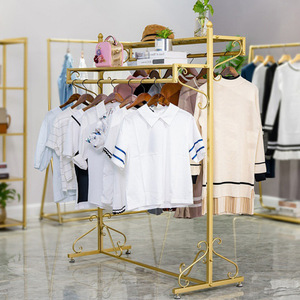 Espositore da Terra a Isola in Metallo Multifunzionale per <span class=keywords><strong>Abbigliamento</strong></span>, Appendiabiti a Doppia Fila Lucidato per <span class=keywords><strong>Negozi</strong></span> di <span class=keywords><strong>Abbigliamento</strong></span> Bambino e <span class=keywords><strong>Donna</strong></span> - Product Image 4