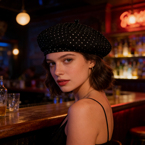 Béret Chic et Élégant à Pois pour Femme – Collection Printemps/Automne Décontractée – Chapeau <span class=keywords><strong>Citrouille</strong></span> Octogonal d'Inspiration Rétro Artistique pour la Plage - Product Image 4
