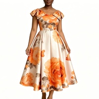 Robe longue évasée à imprimé floral décontractée pour femme, personnalisable OEM, épaules dénudées, coupe trapèze, pour invitées de mariage et soirées, Vestido Sehe Fashion