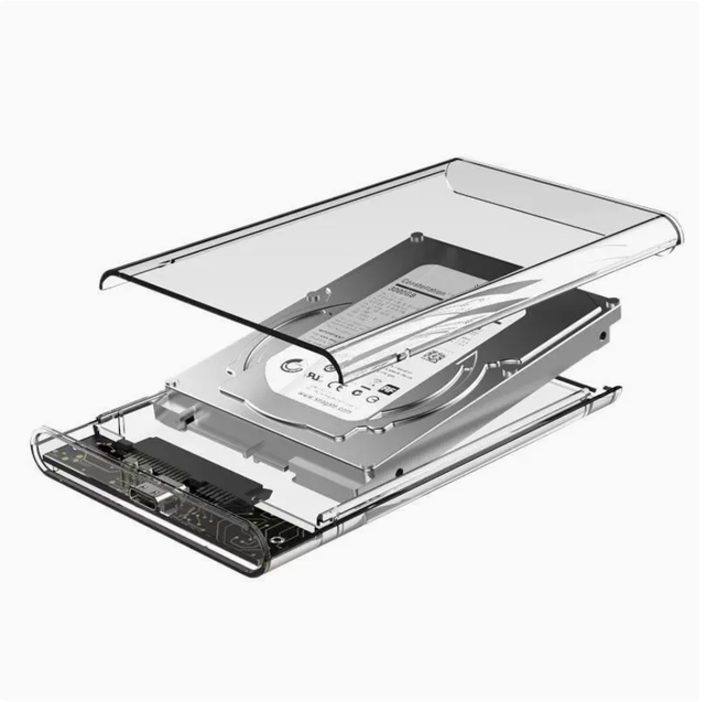 USB 3.1 Type-C Transparent Enclosure for Laptops with 2.5-inch SSD/HDD.