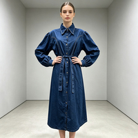 Robe à col OEM pour femme, robe évasée personnalisée pour l'été, tenue formelle modeste pour le travail, manches longues, grandes tailles pour femme