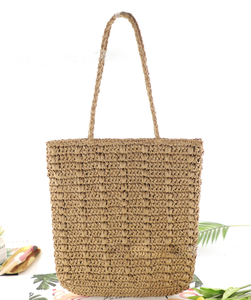 Bolso <span class=keywords><strong>de</strong></span> paja Natural tejida para mujer, bolsa <span class=keywords><strong>de</strong></span> gran capacidad para vacaciones, trenzada, portátil, venta al por mayor, para verano - Product Image 2