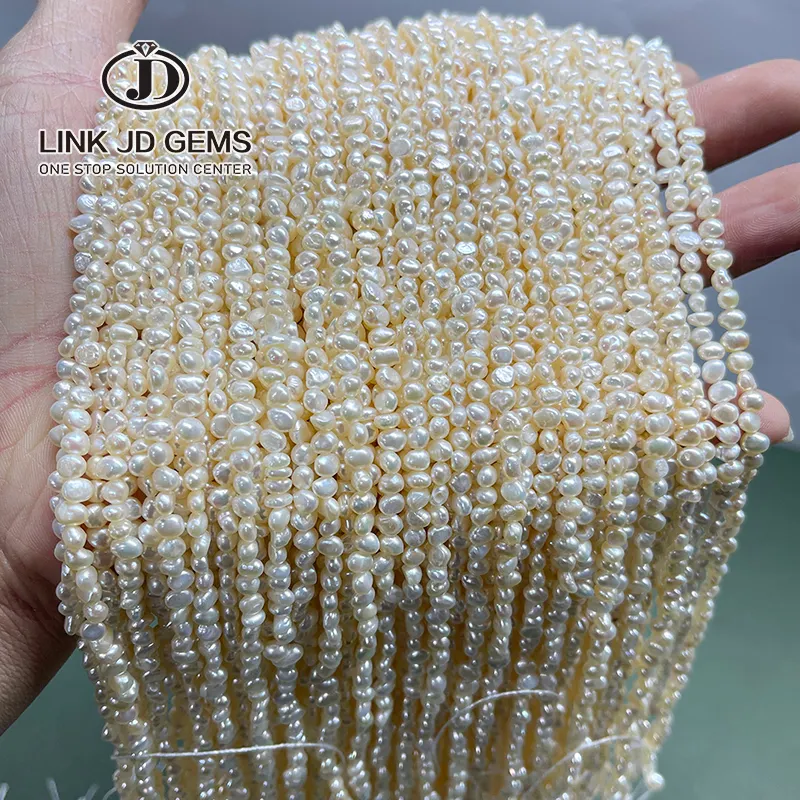 Perline di perle d'acqua dolce naturali da 3-4mm perline allentate di punzonatura di forma irregolare di alta qualità per gioielli che fanno braccialetto di collana fai da te