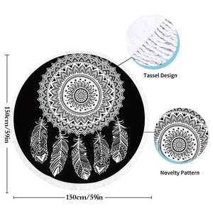 Bán buôn số lượng lớn lớn tùy chỉnh sợi nhỏ in tua Mandala bãi biển khăn khô nhanh khăn mềm đầy màu sắc Logo dệt thăng hoa - Product Image 2