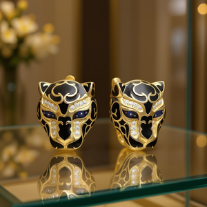 Orecchini a Clip con Design Testa di Leopardo, Gioielli Eleganti da Donna, Accessori Alla Moda per Uso Quotidiano e Feste - Product Image 2