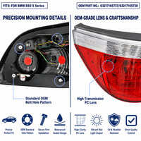 Conjunto de Luces Traseras LED para BMW Serie 5 E60 E61, OE 63217165737 63217165738, Enchufar y Usar, Ajuste Directo, 520i 525i 530i