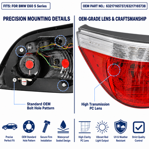 Conjunto de Luces Traseras LED para <span class=keywords><strong>BMW</strong></span> Serie 5 E60 E61, OE 63217165737 63217165738, Enchufar y Usar, Ajuste Directo, 520i 525i 530i - Product Image 4
