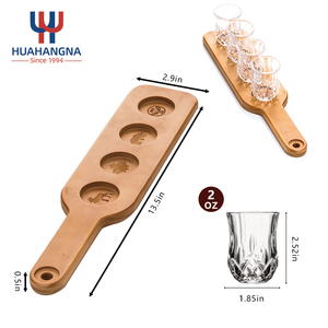 Juego de Vasos de Chupito de Cóctel Mini de 2 Onzas al por Mayor, <span class=keywords><strong>Vodka</strong></span>, Tequila, Whisky, Bandeja de Madera para Servir en Fiestas, Bares, Bodas, para Regalos - Product Image 2