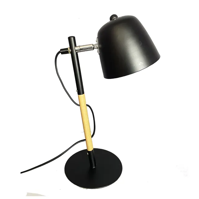 Modern Metal Wood Combined Desk Lamp Metal Lamp Shade Living Room Lights