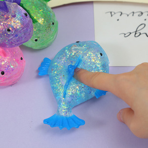 Anti-electric Shock Shark Squeeze Toy Maltose Gold Powder Simulated Small Shark PU & Silicone TPR <b>Material</b> for Adults - Product Image 1
