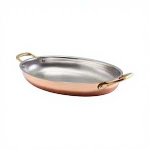Premium Metal Oval <b>Sauce</b> <b>Pan</b> <b>Copper</b> Side Handles Portable 1-2L Capacity Minimalist Design Gas Induction Ready No Interior - Product Image 1