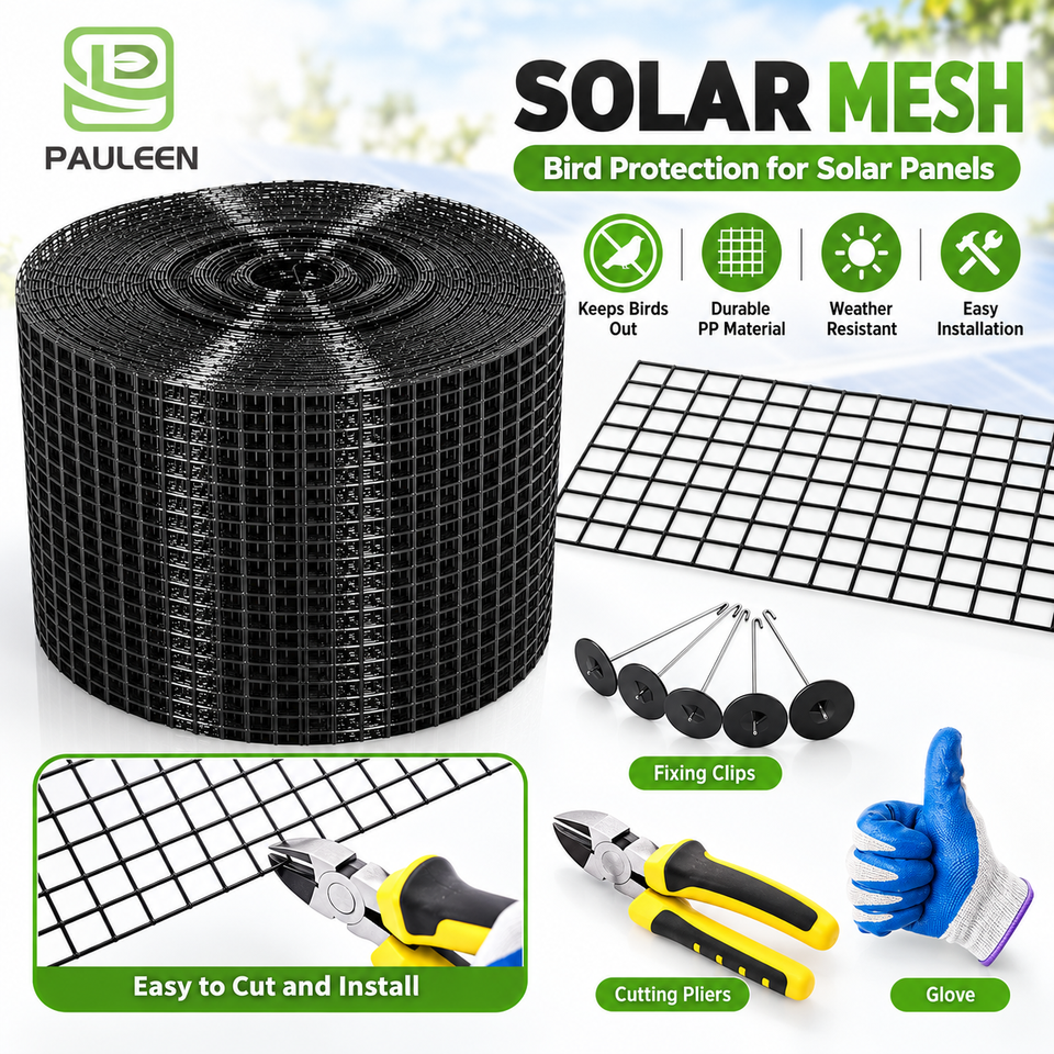 Solar Panel Protection Cage Black PVC Coated Solar Panel Mesh 1/2