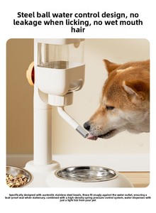 Distributeur d'eau et de nourriture pour animaux de compagnie à hauteur réglable, double gamelle en acier inoxydable, anti-renversement, bouteille d'eau automatique pour chiens et chats, fournitures pour animaux de compagnie - Product Image 6