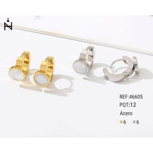 Orecchini a Cerchio con Design a Conchiglia Rotonda in Acciaio 6mm 6 Pezzi - Product Image 1