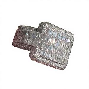 High End Tishya Diamond Moissanite Eternity Band <b>Ring</b> Hip Hop Style Fully Iced <b>925</b> Sterling <b>Silver</b> Brilliant Cut Prong Setting - Product Image 3