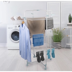 30M Clothes Airer <strong>Drying</strong> 3 Tier <strong>Rack</strong> Foldable <strong>Laundry</strong> Dryer Roller Wheeled Hook - Product Image 1