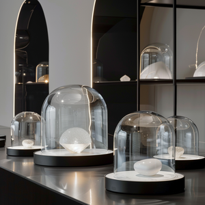 Campana <span class=keywords><strong>di</strong></span> <span class=keywords><strong>Vetro</strong></span> Decorativa Natalizia Trasparente con Rosa, Cupola in <span class=keywords><strong>Vetro</strong></span> con Luce LED e Base in Legno Fatta a Mano, Stile Romantico - Product Image 2