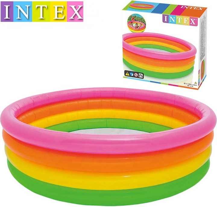 INTEX 56441 Sunset Glow 4 Rings Inflatable Swimming Water Pool for Kids