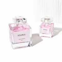 Flacon de parfum en verre vide de grande capacité carré transparent OEM de 30 ml 50 ml 100 ml avec applicateur et couvercle