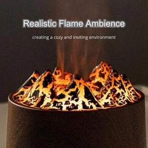 Flame Air Humidifier Diffuser <b>Light</b> Wood 300ml Tabletop Design <b>Timer</b> Function Easy Maintenance - Product Image 4