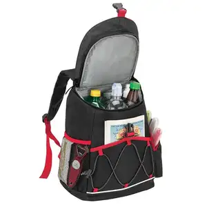 Black Durable 600D Material Cooler Backpack For Bottles