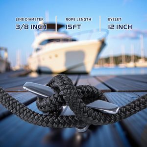 Cuerda <span class=keywords><strong>de</strong></span> Escalada <span class=keywords><strong>de</strong></span> Nailon <span class=keywords><strong>de</strong></span> Grado Marino <span class=keywords><strong>de</strong></span> 3/8 Pulgadas y 15 Pies, Doble Trenzado, con Lazo <span class=keywords><strong>de</strong></span> 12 Pulgadas, Resistente a la Abrasión, para Barcos - Product Image 4