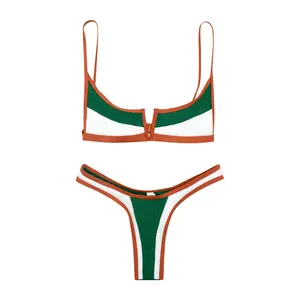 Mode Personnalisé Femmes Bikini Maillot de Bain V Profond Sexy Adolescent Maillot de bain