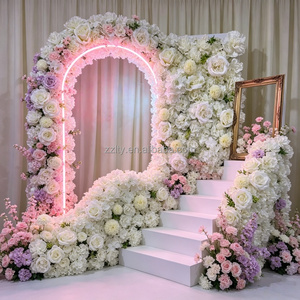 ZZLTY Parete Floreale Artificiale All'Ingrosso per Sfondi Matrimoniali, Decorazione Murale con Ortensie, Margherite e Rose - Product Image 1