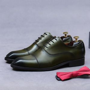 Nouvelles Chaussures de Ville de Luxe pour Hommes en Cuir Lisse Vert Foncé à Bout Pointu – Nouveau Style 2026 – Chaussures de Créateur - Product Image 3