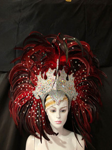 Costume de danse de carnaval pour spectacle de scène de fête de Noël, avec plumes, ailes de plumes, panneau dorsal et coiffe sexy - Product Image 3
