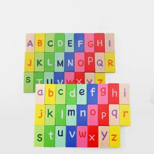 Block dominosteine 200 stücke von ziffer alphabet arithmetik puzzle holz dominosteine