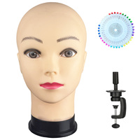 Tête de mannequin en PVC souple pour la fabrication de perruques, modèle réaliste de tête chauve pour la pratique du repiquage et la présentation de perruques Lace Front, avec pince
