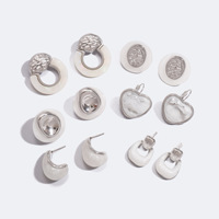 Boucles d'oreilles créoles géométriques en résine blanc crème pour femmes, ton argenté, en acier inoxydable, bijoux de luxe légers, vente en gros