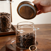 Bocaux de conservation en verre hermétiques et anti-humidité avec couvercle et cuillère en bois d'acacia, récipients à large ouverture pour grains de café, flocons d'avoine et produits secs